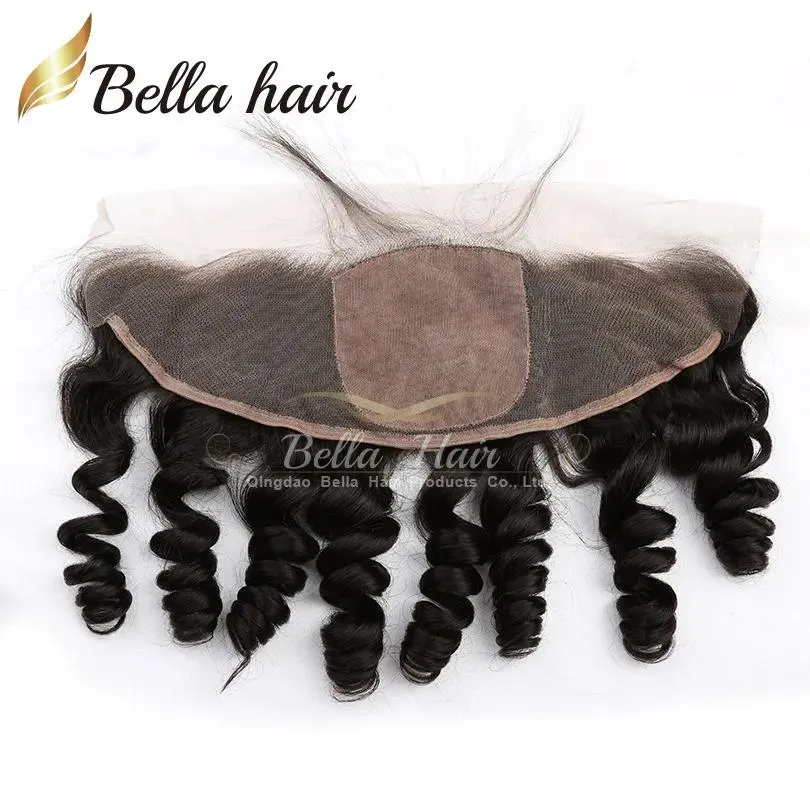 Zamknięcia jedwabna podstawa koronkowa czołowa fala luźna 13x4 Virgin Human Hair Brazylian Hair Ear do ucha do ucha wolne miejsce Ukryte węzły z dziecięcymi włosami f