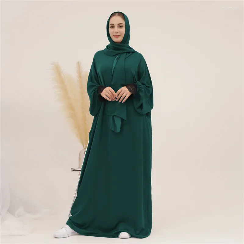 Ethic Odzieżowe szaty dla kobiet islam modlitewne sukienki boczne kieszenie muzułmańskie abaya z zintegrowanym hidżabowym szalikiem Dubai Ramadan Eid Turkish Modestia