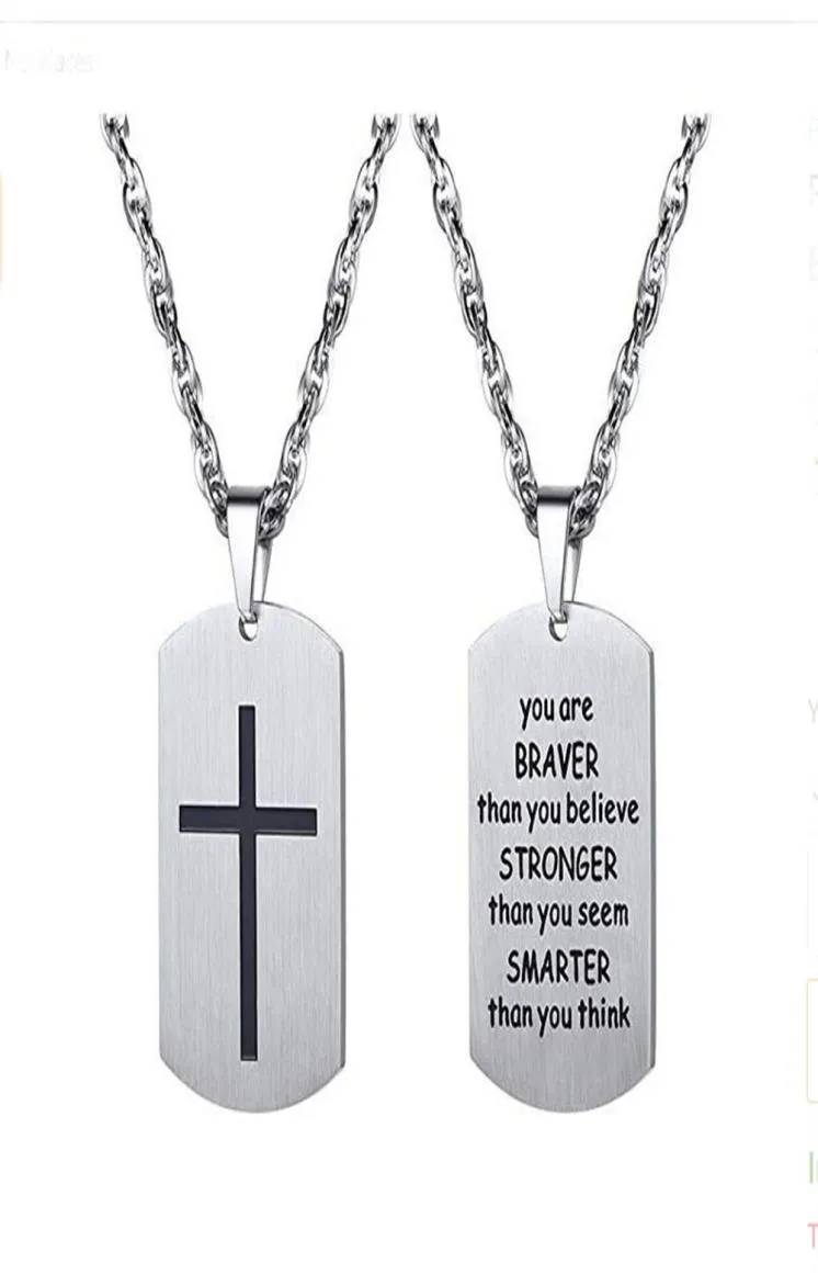 10pcs/lot Cross Dog Engraved Bible Letter Stainless Steel pendant necklace Jewelry Baptism for men9475902