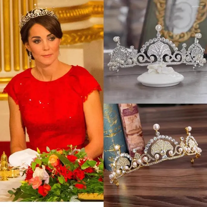 Fermagli per capelli Europeo britannico Reale Fiore di loto Tiara Perla Corona nuziale Compleanno Festa di nozze Prom Abito da sera Accessori