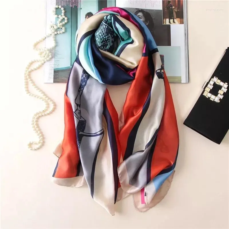 Scarves 2024 Summer FOR Women Beach Scarf Soft Silk Female Shawl Foulard Ladies Wrap Bandanna Muffler