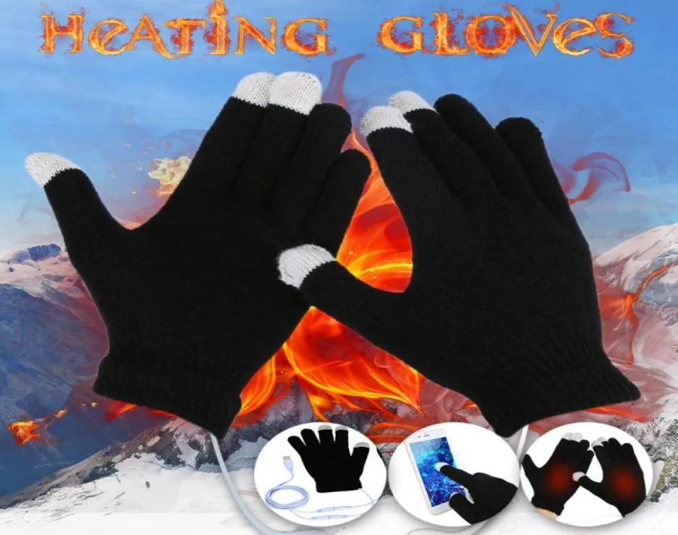 1 par de guantes cálidos ultrasuaves con USB para calentar las manos, guantes portátiles de lana de punto suaves y de temperatura constante, guantes usables para invierno 11191678907