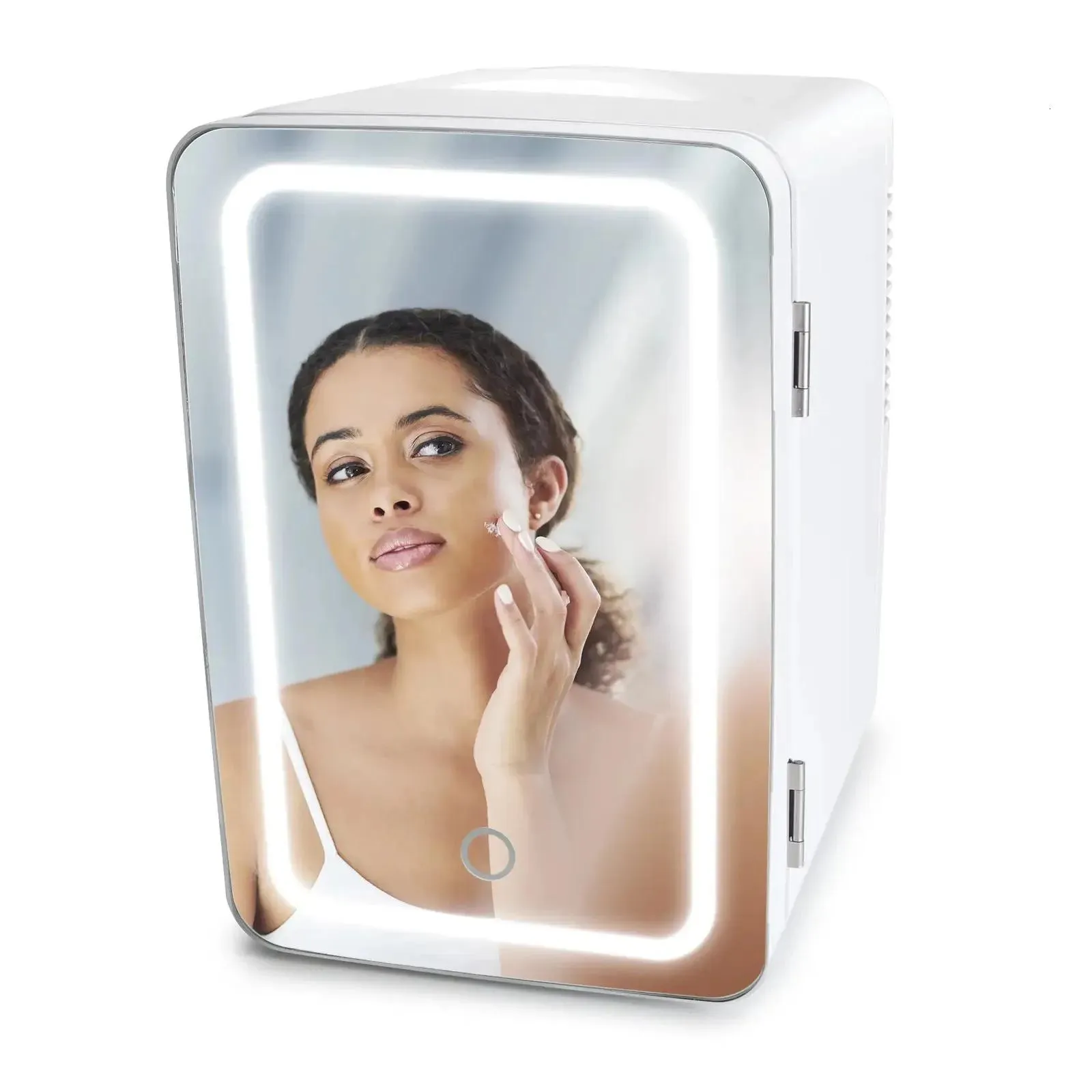 Spiegels Compacte spiegels Minikoelkast 6L Beauty Skincare Koelkast Verlichte spiegeldeur Wit 231129