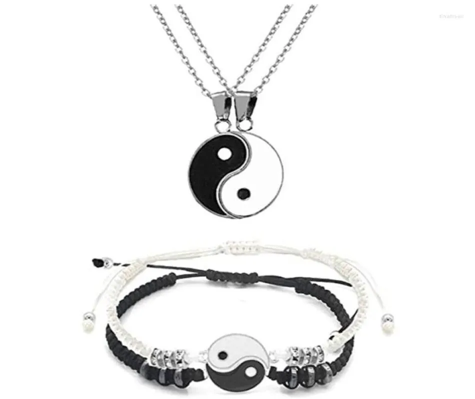 Correntes moda criativa fofoca figura yin yang casal colar pulseira de couro para mulheres homens aniversário jóias presente5498551