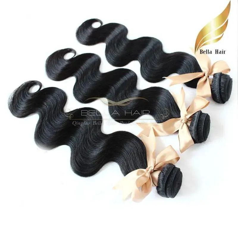 Wefts 10 34 100 malaysiska hår 4pcs mycket mänskligt hår wefts väver kroppsvåg högkvalitativ mänsklig hårförlängningar bellahair