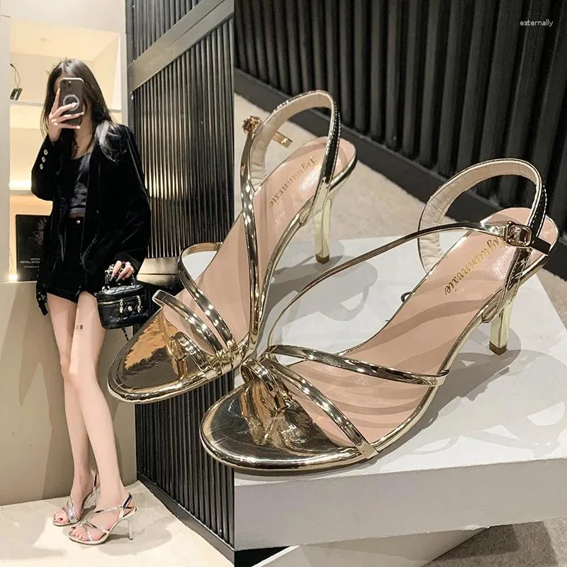 Sandals 2024 Summer Sexy High-heeled Women's Golden Elegant Versatile Stiletto Non-slip Fashion -selling