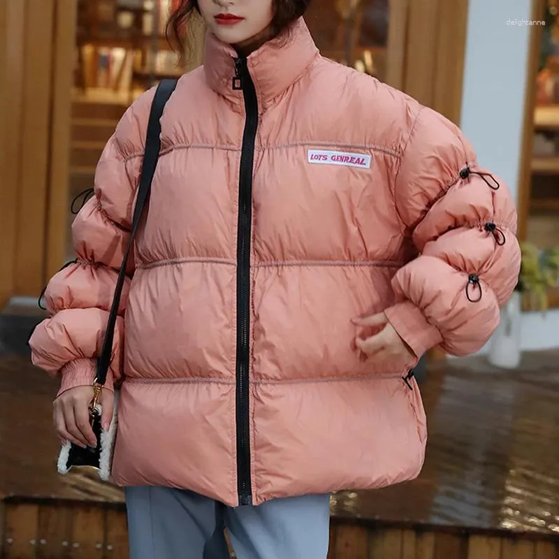 2024 Vestes d'hiver pour femmes Hauts pour femmes Manteaux bouffants Parka rose Manches lanternes chaudes Veste de canard blanc Femme Courte Veste décontractée