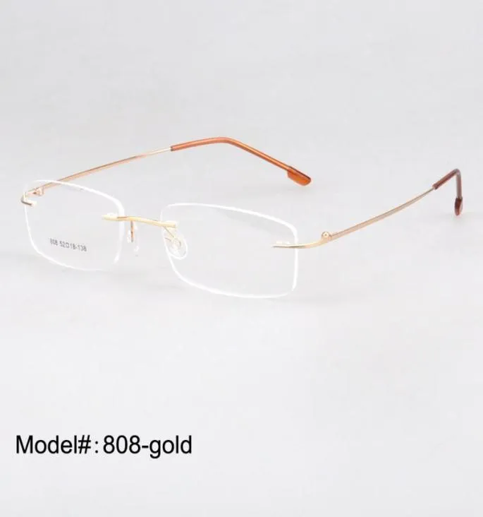 Wholewhole Rimless Hinged光学フレームメモリチタン眼鏡処方スペクタクル9371620