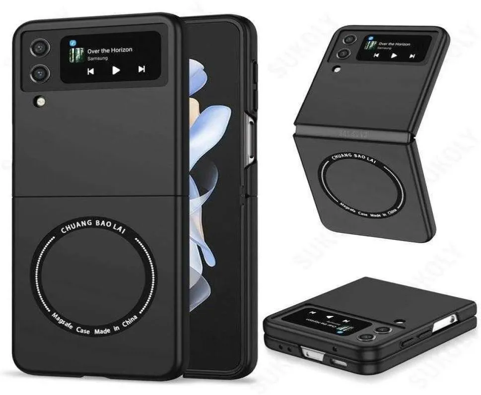 Samsung Galaxy Z Flip 4 3 Coque Z Flip4 Flip3 Luxury Slim Hard PCワイヤレス充電電話カバーFundas2685436の磁気フリップケース