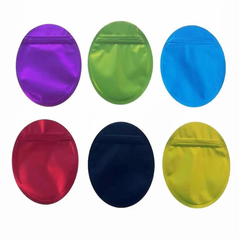 Emballage à fermeture éclair de sacs Mylar 35g de forme spéciale ronde colorée Sxltc