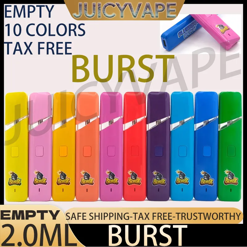 Burst Vapes Descartáveis Resina Viva Óleo Espesso E Cigarros Dispositivo Pods 2.0ml Cartuchos Cerâmicos Recarregáveis Com Embalagem vs Packwoods Dabwoods Runty X Runtz Cookies