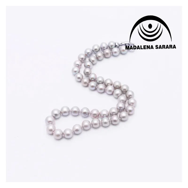 Necklaces MADALENA SARARA AAA 89mm Freshwater Pearl Strand Necklace Gray Color Pearl Bead Strand Fine Luster With Heart Clasp