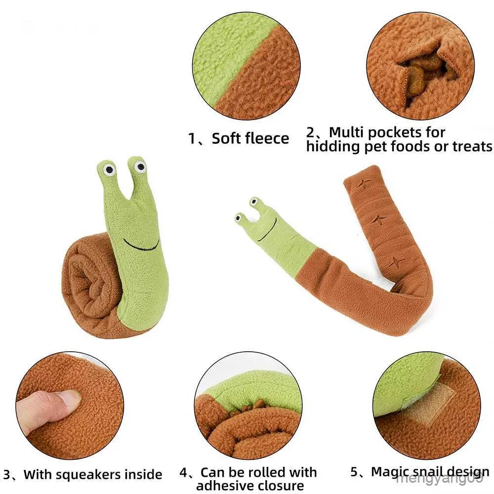 Köpek oyuncakları çiğniyor eğlenceli salyangozlar evcil hayvan malzemeleri için interaktif oyuncak köpek dişleri taşlama kokusu eğitimi, gizli gıda gıcırtılı evcil hayvan doldurulmuş oyuncak