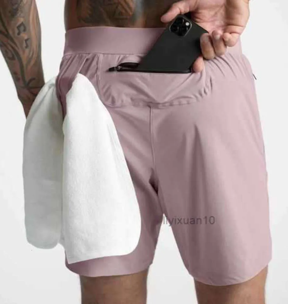 Hommes Yoga Sports lulus Shorts Cinquième pantalon Fitness en plein air Séchage rapide Poche arrière à glissière Couleur unie Casual Course lululemens hauts qualité discount mode 890