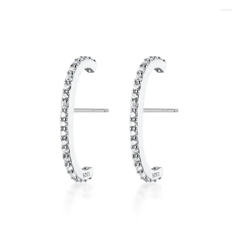 أقراط مسمار الأصيلة S925 Sterling Silver CZ Ear Bone Wire Cuff Cuff Piercing Arch Bar Party Gift