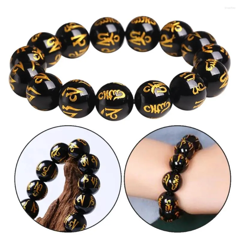 Charm Bracelets Black Mens Bracelet Buddhism Prayer Beads Women Bangles Rosary Women's Meditation Bath