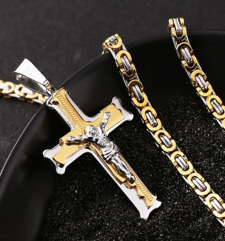 Hänge halsband rostfritt stål män hänge halsband Jesus Crucifix charmkedjan halsband för kvinnor mode hip hop smycken tillbehör8198216