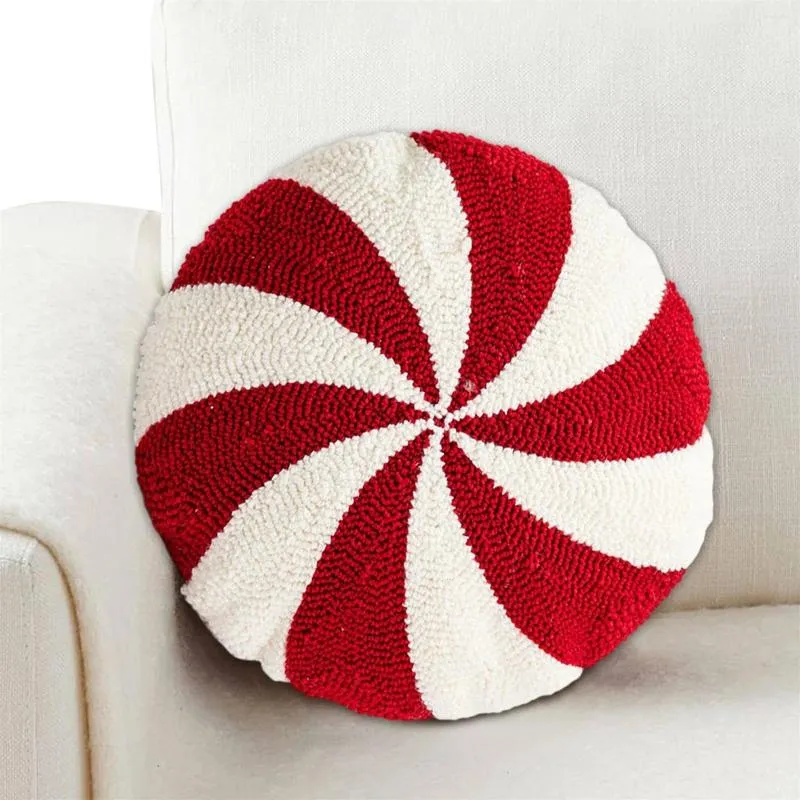 Pillow Christmas Candy Cane Throw Pillows Peppermint Red Pillowcase With Zipper Closure Coloring