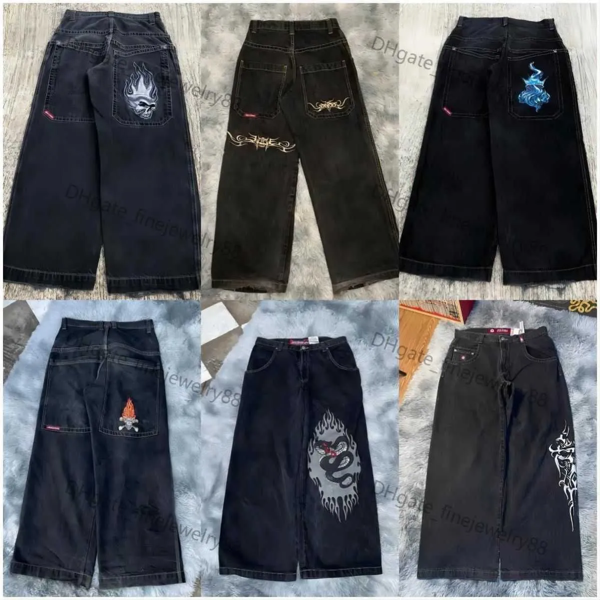 Jeans voor heren JNCO Baggy Hip Hop Rock Borduurpatroon Mannen Vrouwen 2023 Mode Streetwear Retro Harajuku Hoge taille Wijde pijpen