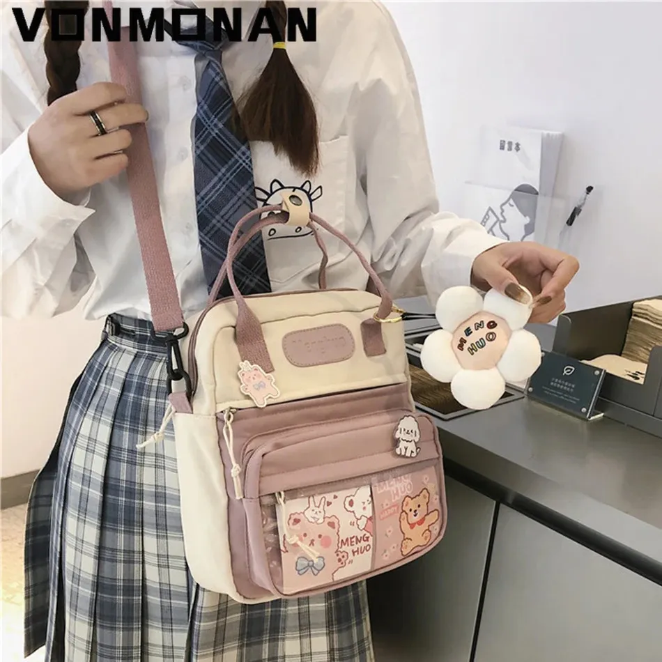 Korean Style Cute Backpacks Women Waterproof Nylon Small Shoulder Bags for Teenage Girls Schoolbags Flower Travel Rucksack 240103