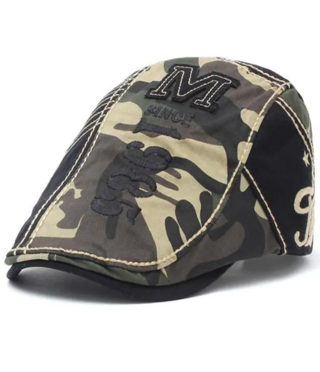 Coton Casquette Plate Bill Chapeau Gavroche Ivy Cabbie Drving Chapeau Chasse Golf Hommes Femmes Réglable Gatsby Mode Camouflage 1985 Embroi75548638499886