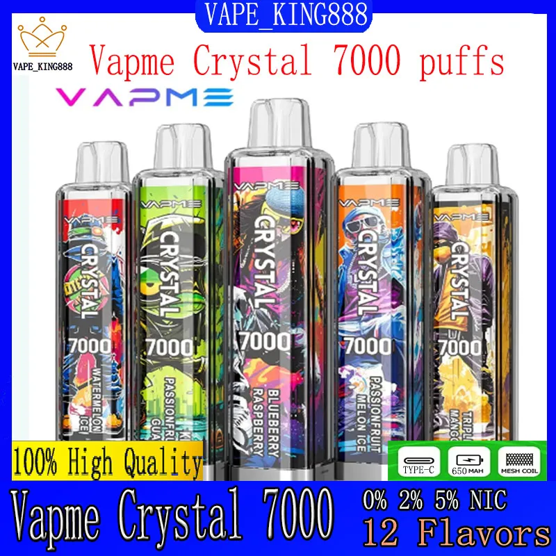 Original Vapme Crystal 7000 Bouffées De Jus De Vape Jetables 7k