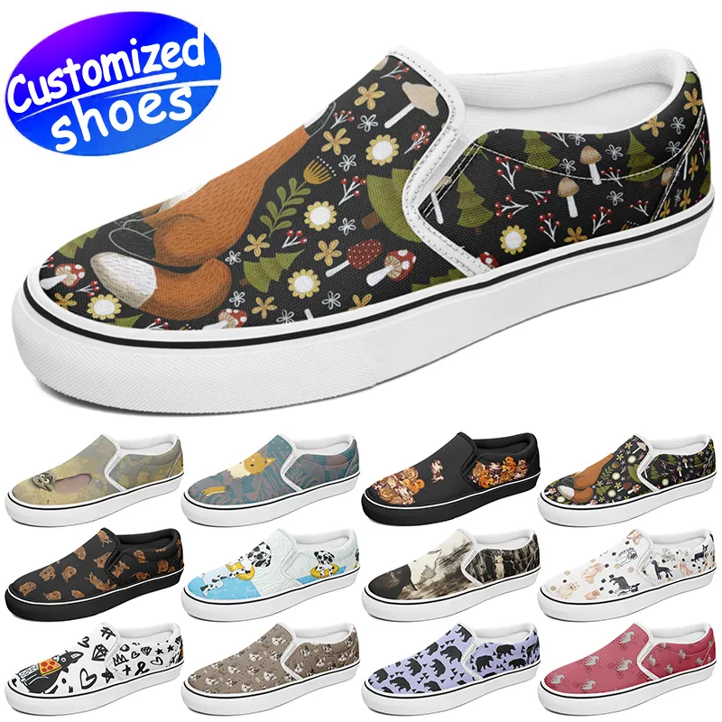 Chaussures personnalisées bande élastique amoureux des étoiles SLIP ON chaussures de bricolage chaussures décontractées rétro hommes femmes chaussures baskets d'extérieur gribouillis chien noir grande taille eur 29-49