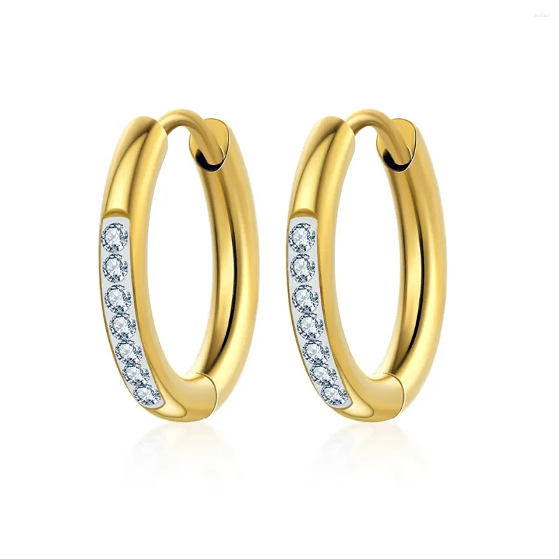 Hoop Earrings GSOLD Exquisite Stainless Steel Rhinestone Huggie For Women Girls Jewelry Gold Silver Color Crystal Cartilage Circle Ea