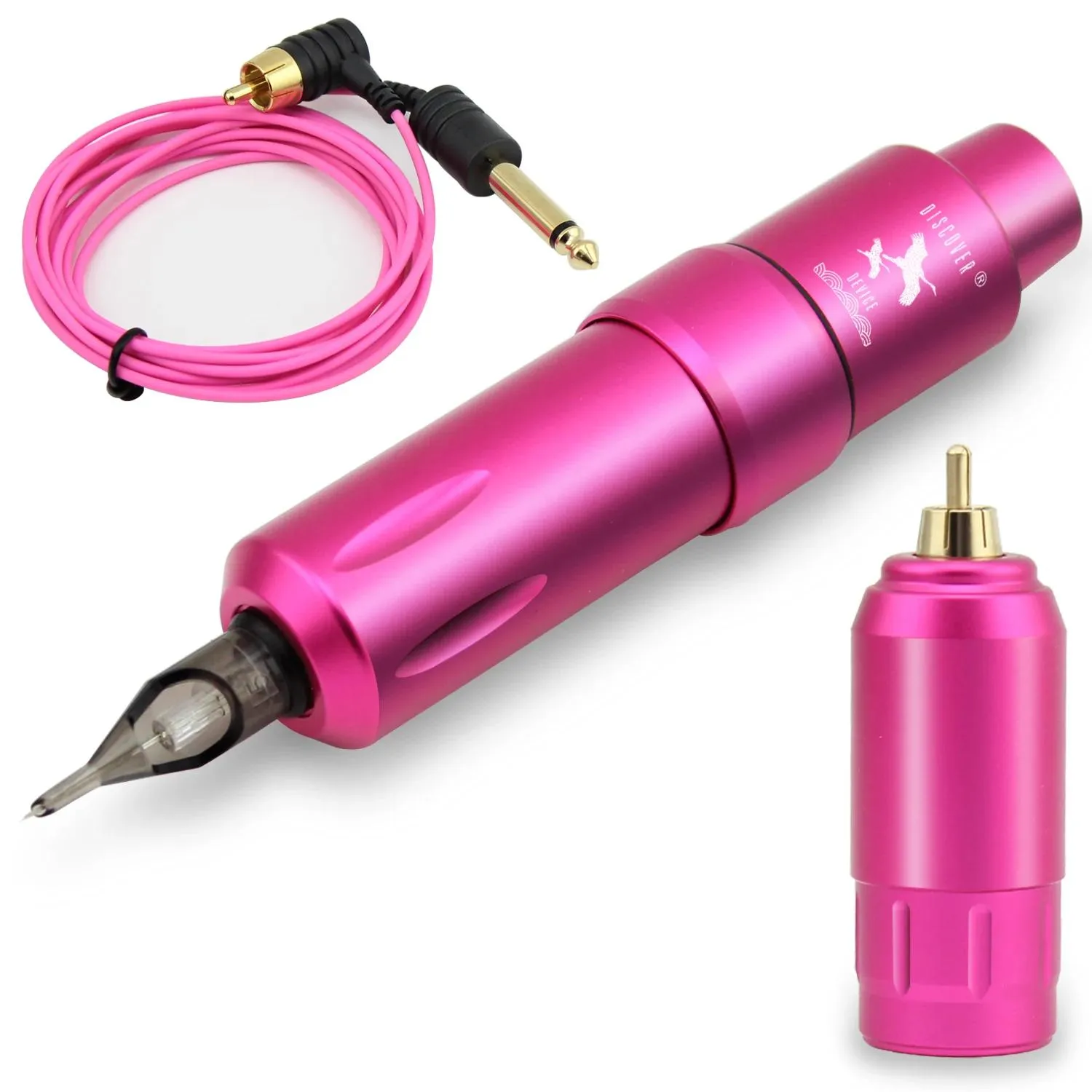 Machine 11000 tr/min Cnc en aluminium, stylo de tatouage à lumière LED rose, Hine avec alimentation par batterie