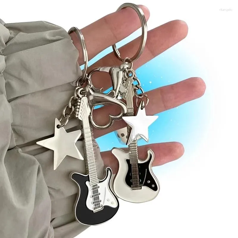 Keychains Guitar Love Star Women's Keychain Sweet Fashion Pendant Bag Charm Accessories Harajuku Style Y2k