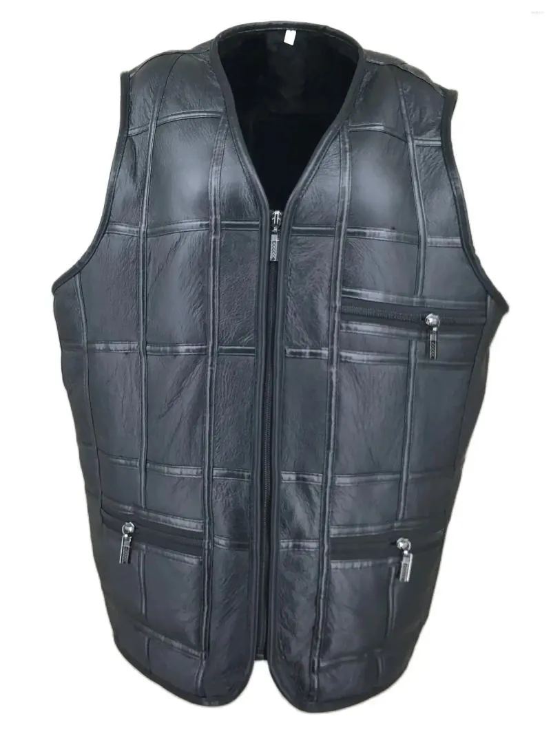 Coletes masculinos natural de pele de carneiro um colete de pele parka colete homem com forro 2024 clássico zíper unisex gilet 23a0823