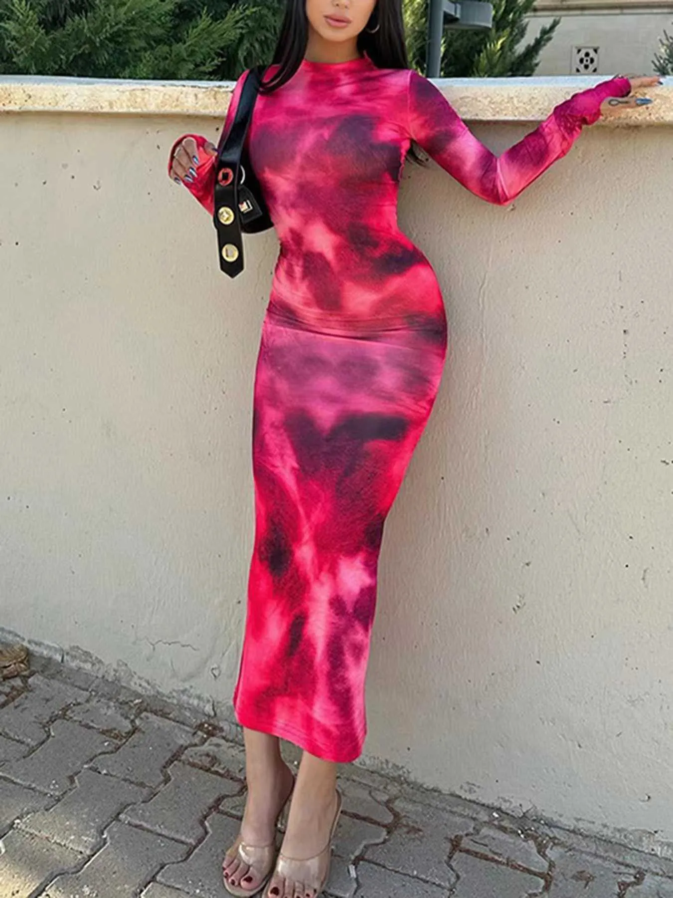 Articat Tie Dye Print Ruched Long Sleeve Bodycon... From Musuo03, $12.96 In  Bulk | DHgate.Com