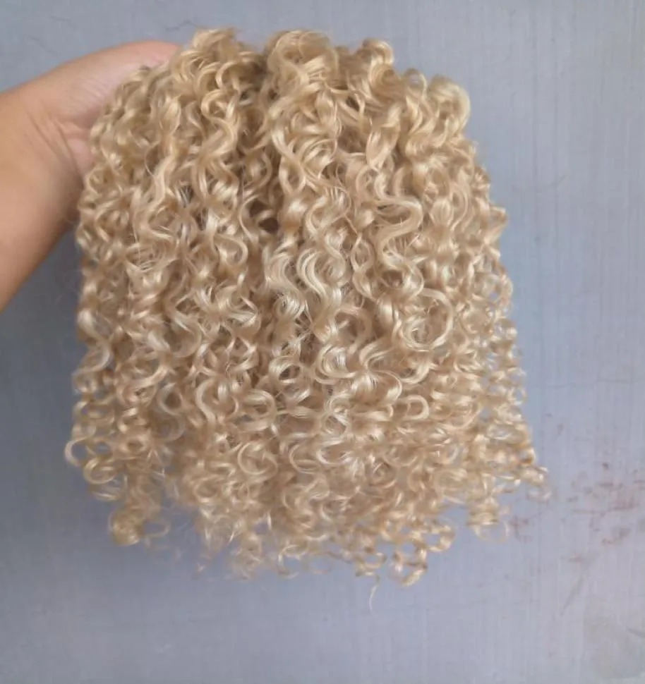 Ny stil stark kinesisk jungfru remy lockigt hår weft mänskligt topp hårförlängningar blond 6130 färg 100g en bunt3528072