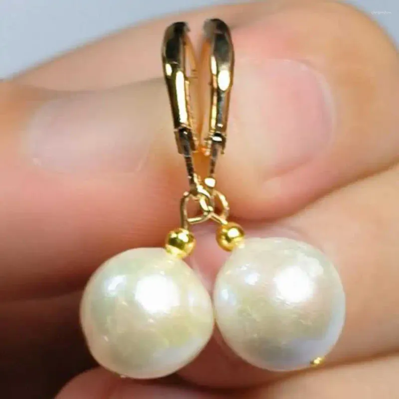 Dangle Earrings 10-11MM Natural Baroque Freshwater Pearl 14K Easter CARNIVAL Ear Stud Lucky Gift Cultured Beautiful Jewelry