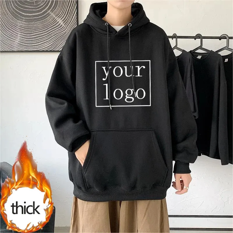 Din egen design varumärke anpassade män kvinnor diy hoodies tröja avslappnad förtjockad hoody 11 färg mode plus storlek 240103