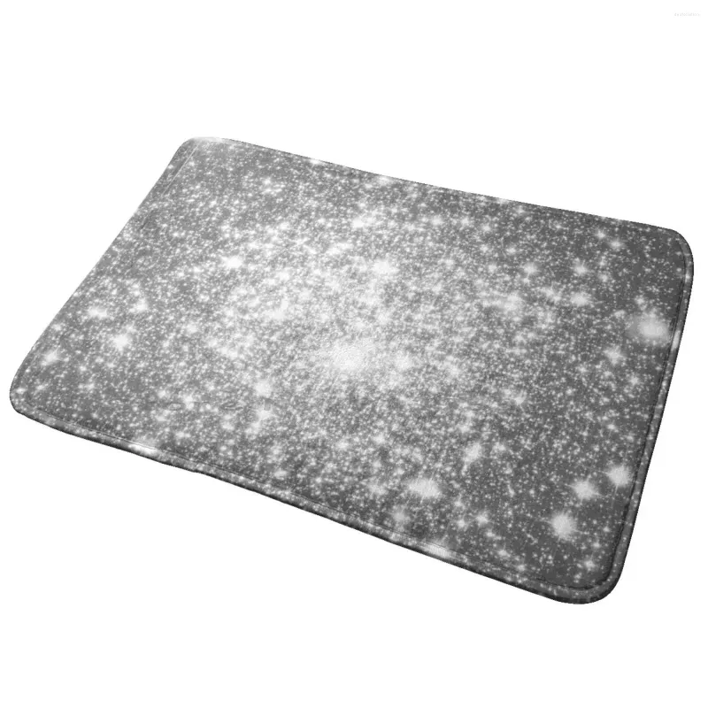 Carpets Galaxy Sparkle Stars Silver Gray Entrance Door Mat Bath Rug Grey Diamonds Shimmering