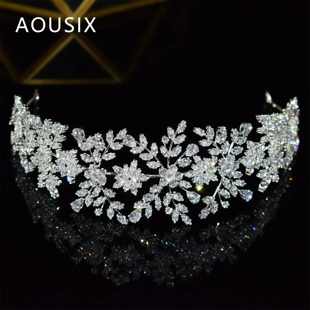 Aousix أزياء المجوهرات العروس رئيس الشرف الكريستال الشعر بانديبريدال تاج Tiaras إكسسوارات الزفاف ملحقات الزفاف 240102