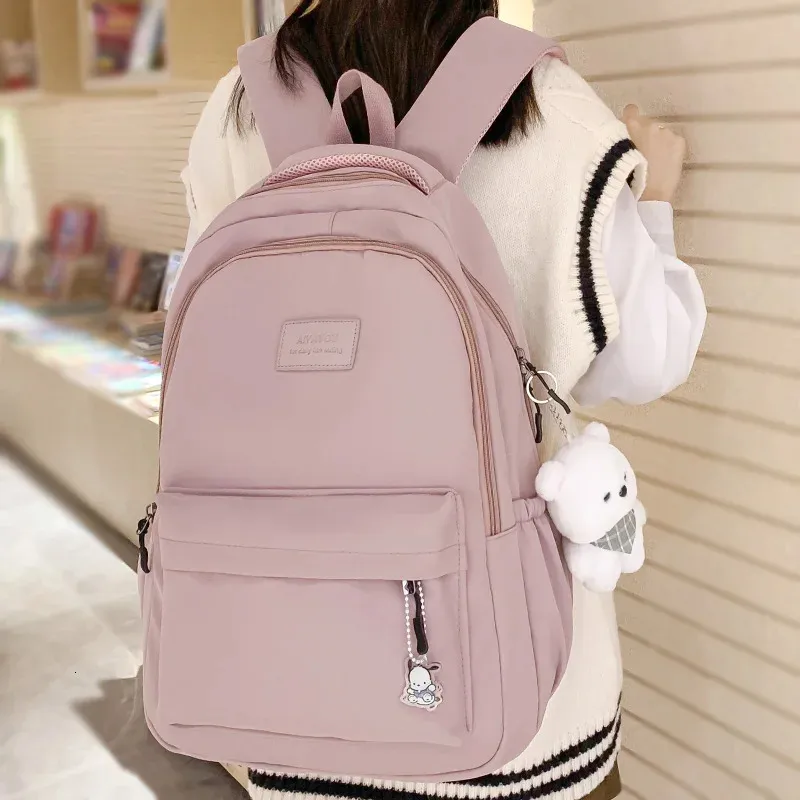Masowe kobiety różowe wodoodporne plecak studencka dziewczyna podróżowa torba szkolna lady nylon urocza książka żeńska laptop college 240103