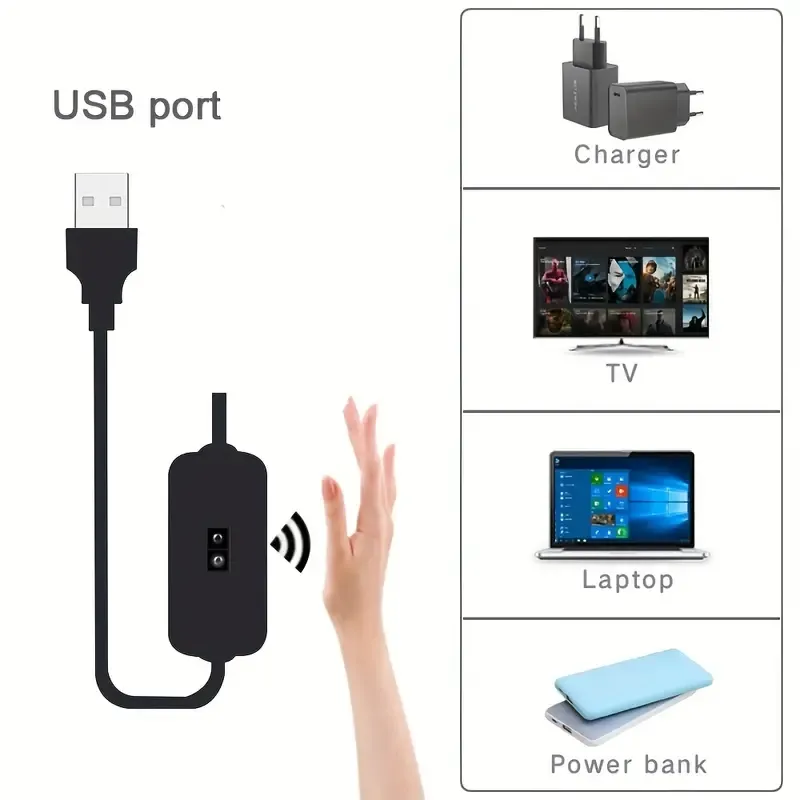 Strisce luminose con sensore USB, con luce notturna a LED a scansione manuale con movimento PIR, con luminosità regolabile, per camera da letto, casa, cucina, decorazione del guardaroba, Colore: Luce calda