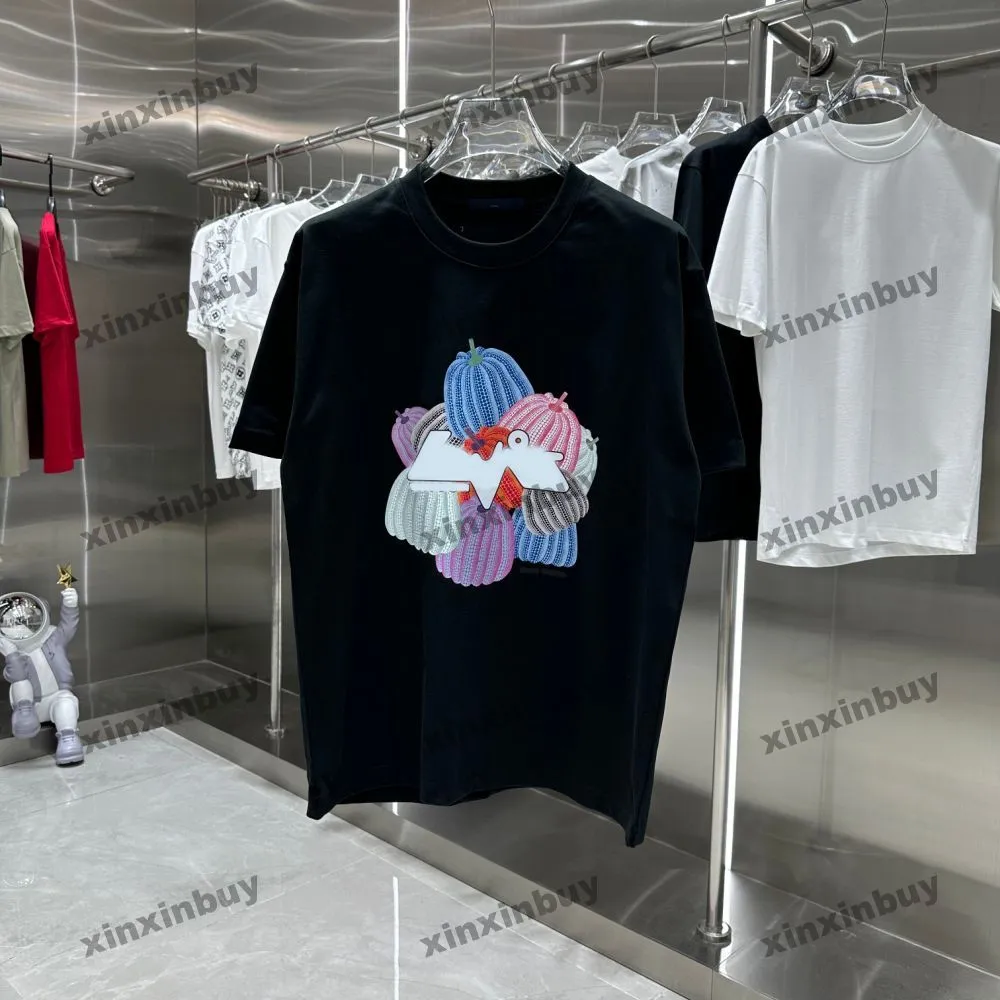 Xinxinbuy 2024 Hommes Designer Tee T-shirt Pois Citrouille Lettre Impression 1854 Col rond Manches courtes Coton Femmes Noir Gris Rouge XS-3XL