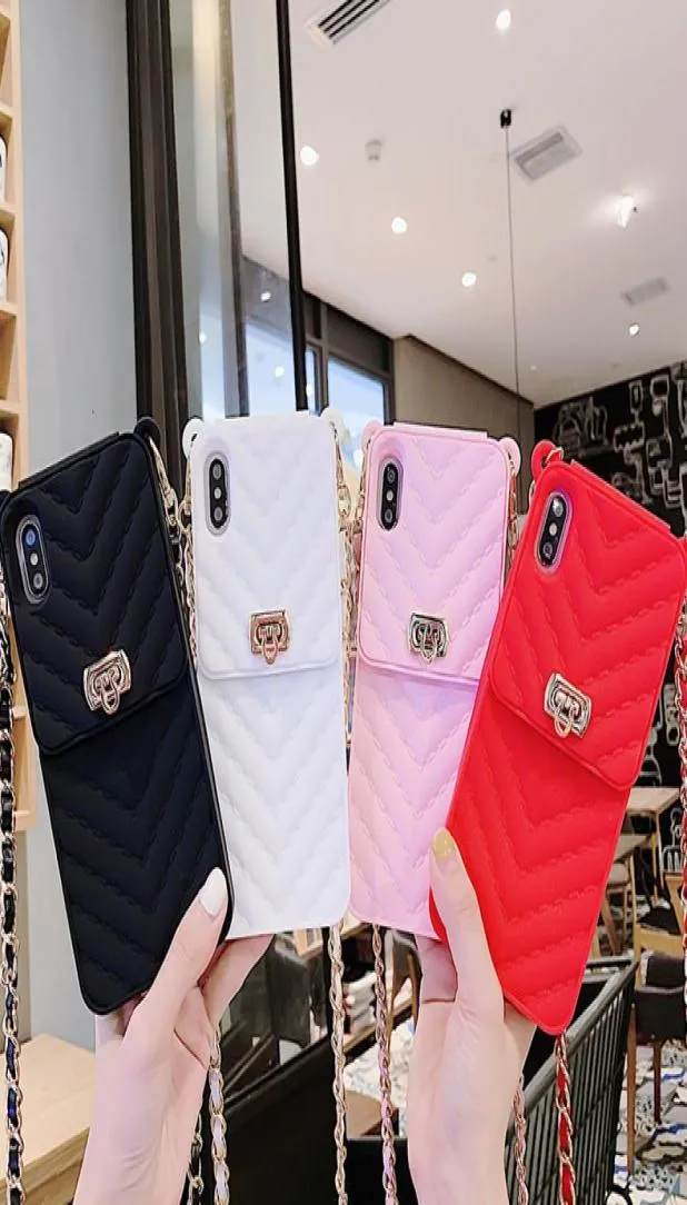 iPhone 12のファッションウォレットケース12 11 Pro Max Case Crossbody for 12 7 8 6 Plus XS Max XR Handbag Purse Long Chain Silicone Card Poc6243551