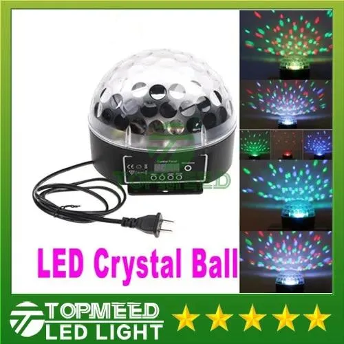 Efekty DHL Mini Digital LED RGB Crystal Magic Ball Effect Light DMX512 Disco DJ Stage Lighting Voiceativated Hurtar Lampa 20