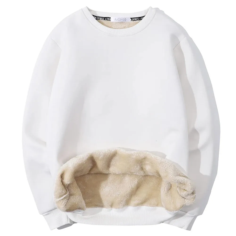 Herren-Sweatshirt mit Fleece-Futter, Pullover, Thermo-Oberteil, langärmelig, einfarbig, O-Ausschnitt, S-2XL, Größenoptionen 240104