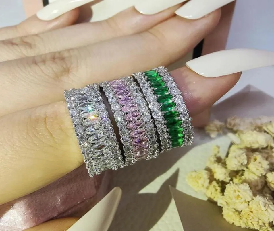 2022 Choucong Marka Alyansları El Yapımı Lüks Takı 925 STERLING Gümüş Markiz Kesim Emerald CZ Pırlanta Taşları Sonsuzluk P5851688