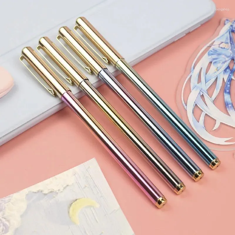 Piece Lytwtw's Stationery Office School Supplies Gradient Color Gel Pen Cute Metal Pens