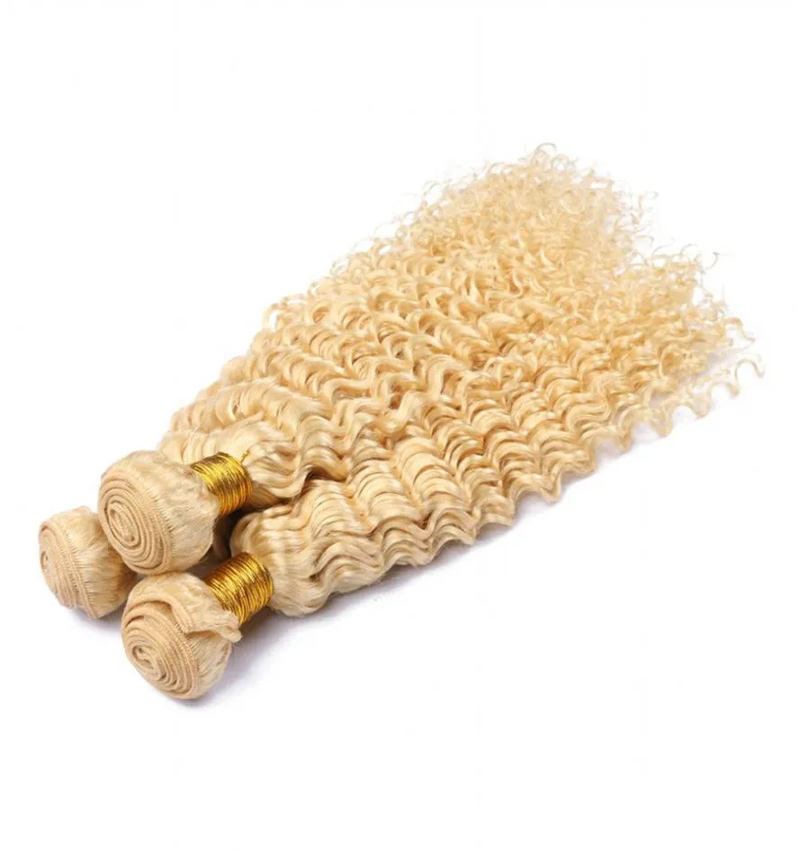 Nouvelle arrivée Blonde cheveux humains Bundles 613 Platinum Blonde vague profonde bouclés Extension de cheveux brésiliens vierges non transformés cheveux tisse 3P5552372