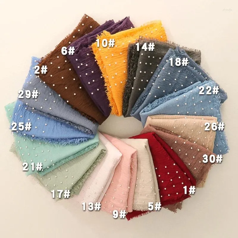 Schals, 32 Farben, 180 x 90 cm, Damenschal, Hijab, Baumwolle, Leinen, muslimisches langes Kopftuch, Kopfwickel, solide Perle, weiblicher schlichter Schal