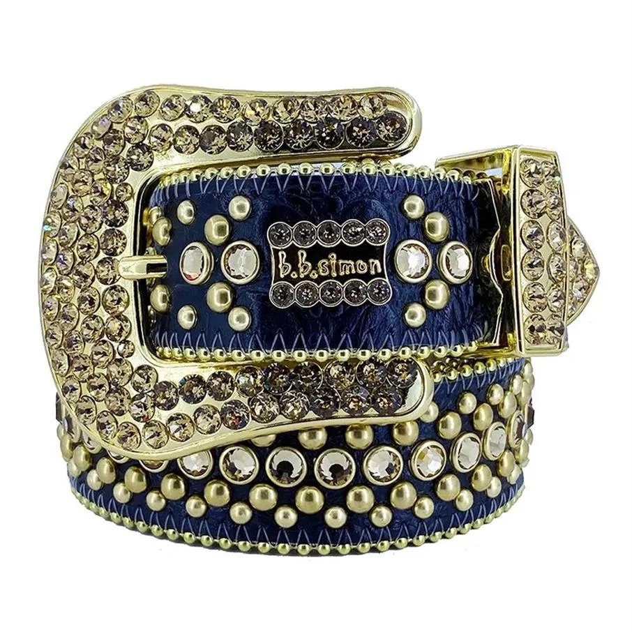 2023 Créateur de mode BB Simon Ceintures pour femmes Hommes Ceinture de diamant brillant Noir Bleu Blanc multicolore avec strass bling comme naissance195p