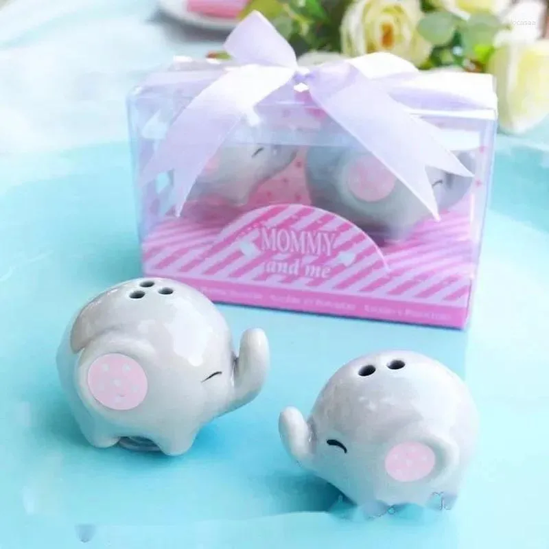 Partij gunst 20 stuks veel jongen meisje baby shower gunsten olifant keramische zout peper shakers bruiden meid geschenken bruiloft