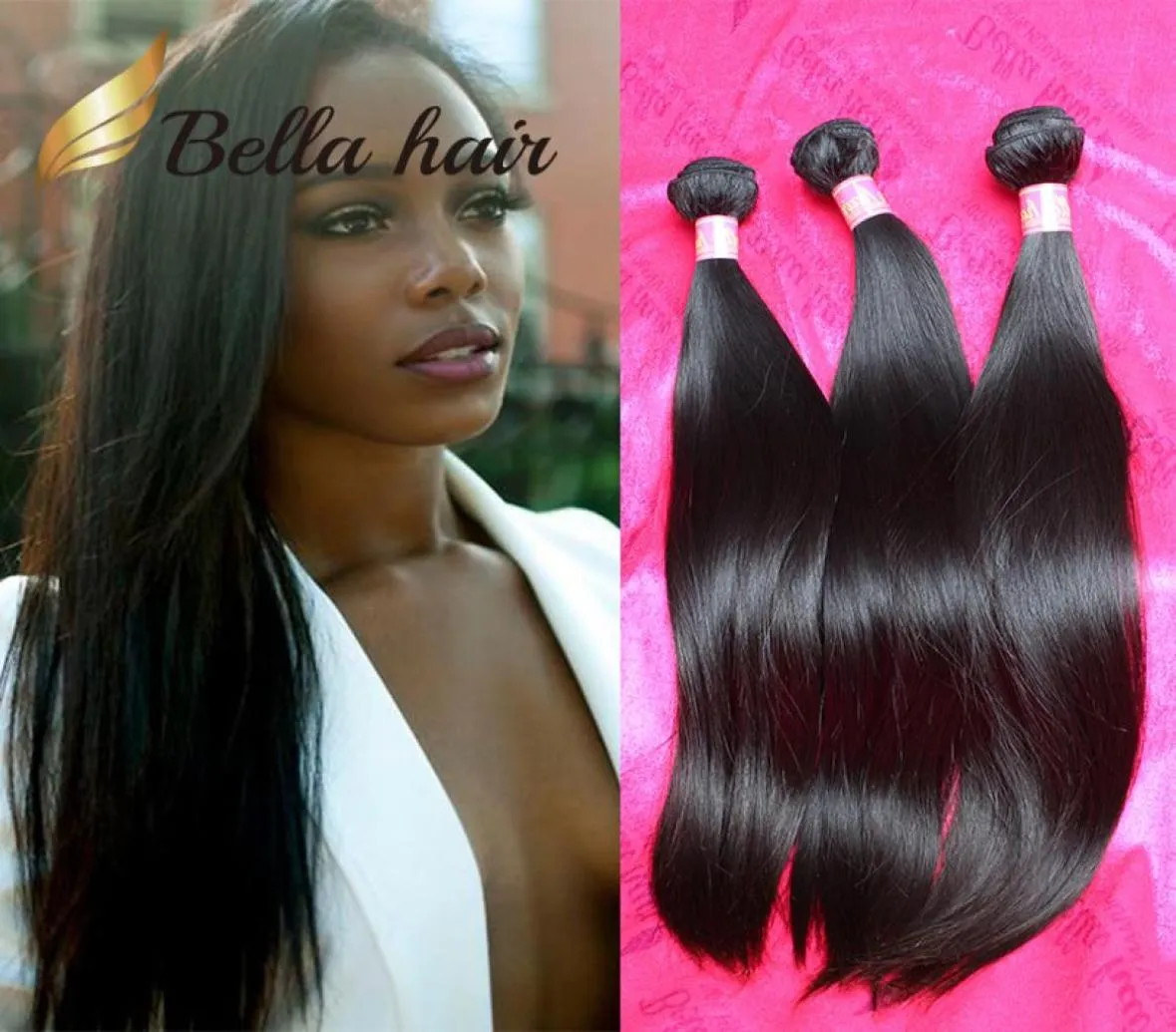 11A plus épais brésilien vierge cheveux Bundle 3pcslot double noyade soie péruvienne cheveux raides tissage brut indien extension humaine Bella7990420